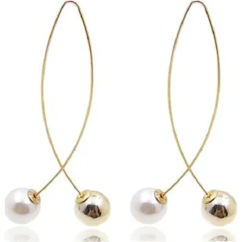 Náušnice Dámské visací náušnice s perlami G707 zlatá