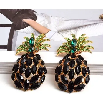 Náušnice Dámské visací náušnice ananas černá