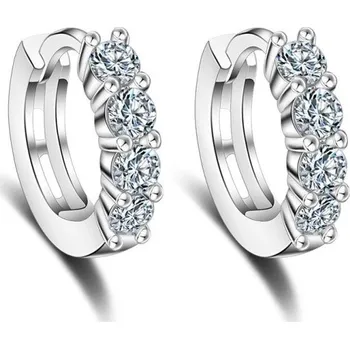 Náušnice Dámské kruhové náušnice s kamínky R19 stříbrná 13