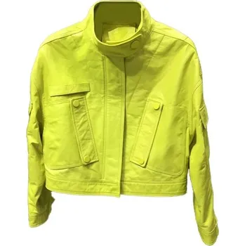 Dámská casual bunda Dámská kožená bunda P2380 neonová zelená L
