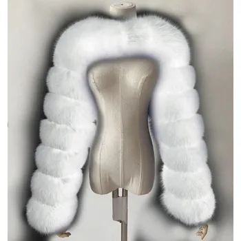 Dámský kabát Dámský kožich P2540 bílá S