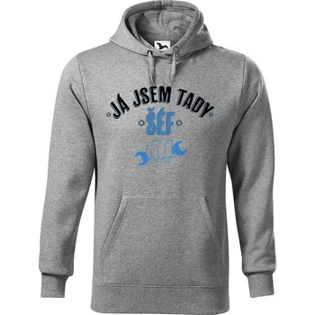 Pánská mikina DOBRÝ TRIKO Pánská mikina s potiskem Já jsem tady šéf Velikost pánské mikiny: 4XL, Barva: Tmavě šedý melír