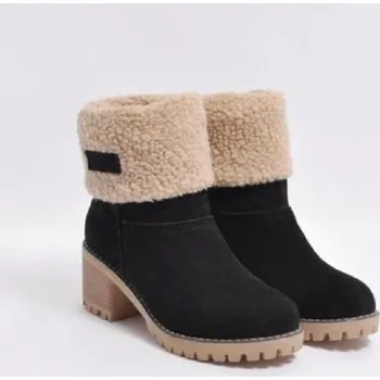 Dámská zimní obuv Dámské zimní boty na podpatku J834 černá 36