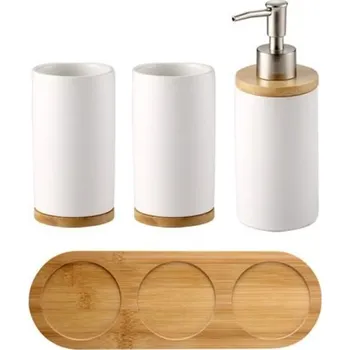 4 ks Sada koupelnových doplňků bílá