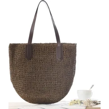 Kabelka Dámská slaměná kabelka M1380 tmavě hnědá