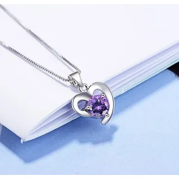 Náhrdelník Dámský náhrdelník se srdcem D515 fialová