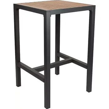 Zahradní stůl Zahradní barový stůl MARLON černý/přírodní 70×70 cm