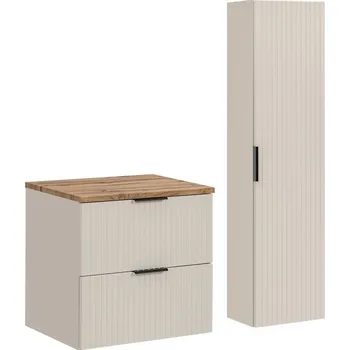 Nábytek Koupelnová sestava Bella Cashmere se skříňkami 60 cm kašmírová/dub wotan