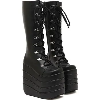 Dámské kozačky Dámské kozačky na vysoké platformě 35