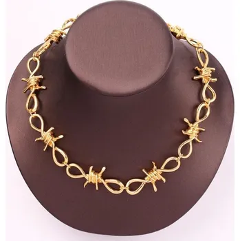 Náhrdelník Dámský řetízek ostnatý drát zlatá