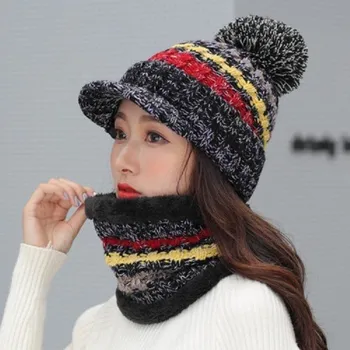 Šála Dámský zimní set čepice a nákrčníku černá