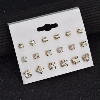 Náušnice Dámské náušnice pecičky 12 párů J1135 zlatá