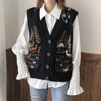 Dámská vesta Dámská pletená vesta P2400 černá XS