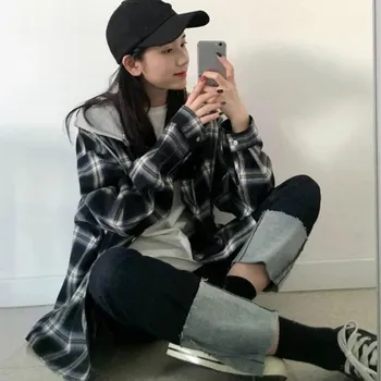 Dámská košile Dámská kostkovaná košile P1420 černá L