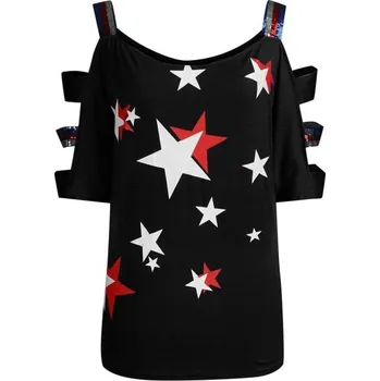 Dámský plus size top s hvězdami černá XXL