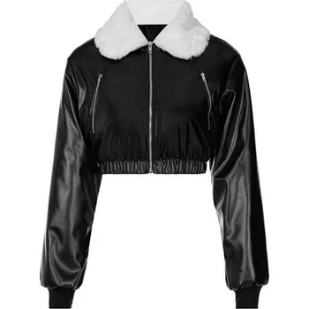 Dámská bunda Dámská krátká bunda z umělé kůže P1896 XS