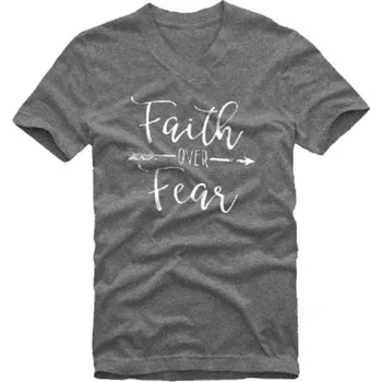 Dámské tričko Dámské tričko s potiskem Faith Over Fear J2424 šedá L