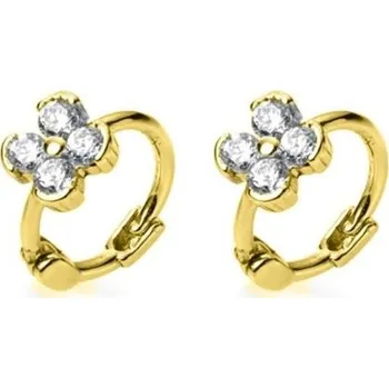 Šperk Dámské kruhové náušnice čtyřlístek zlatá 2