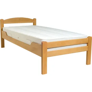 Postel Dřevěná postel Almada, zvýšená a bez hlavového čela, přírodní, 90x200 cm