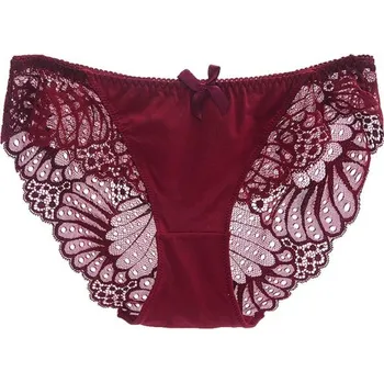 Kalhotky Dámské sexy prodyšné kalhotky vínová XXL