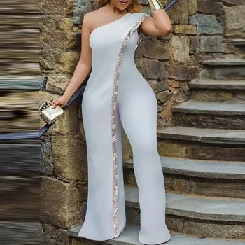 Dámský overall Dámský společenský overal s odhaleným ramenem B823 bílá L