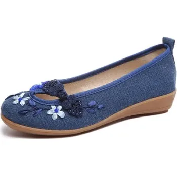 Dámská obuv Dámské baleríny s květinami A604 modrá 40