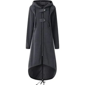 Dámský kabát Dámský dlouhý kabát se zapínáním na zip J1205 šedá XL