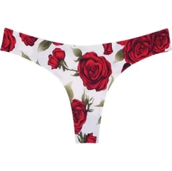 Kalhotky Dámská tanga s potiskem růží červená S