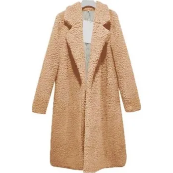 Dámský chlupatý kabát P1397 béžova XL