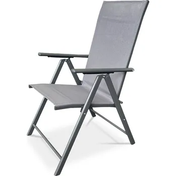 Zahradní skládací židle GABRIELA — kov, textil, šedá