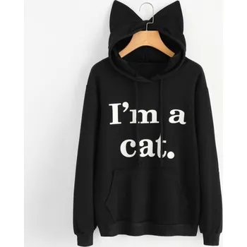 Dámská mikina Dámská kočičí mikina J2328 černá XS