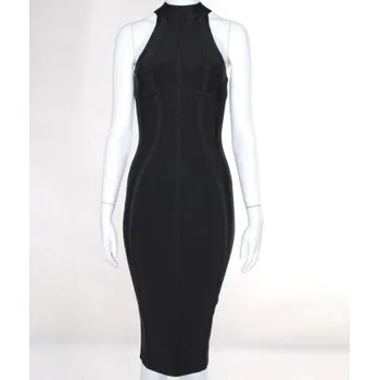 Dámské šaty Bandážové šaty ke krku černá XL