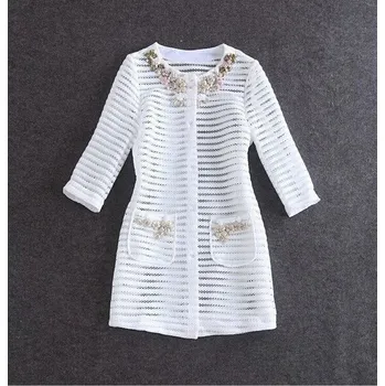 Dámský kabát Dámský lehký kabát s květinami J1213 bílá L