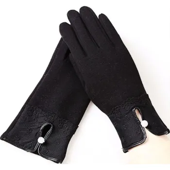 Rukavice Dámské rukavice s květinami J823 černá