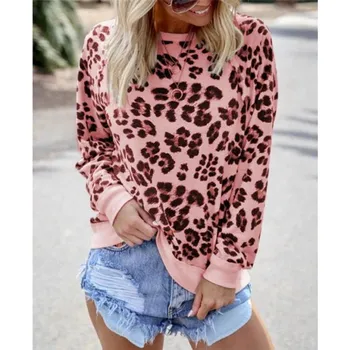 Dámská mikina Dámská leopardí mikina A49 růžová XL