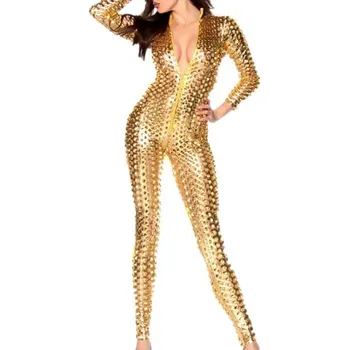 Dámský overall Dámský sexy děrovaný overal zlatá XS