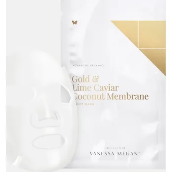 Pleťová maska Vanessa Megan Hydratační anti-aging maska s koloidním zlatem v kokosové membráně Gold & Lime Caviar Coconut Membrane Sheet Mask 3 Pack