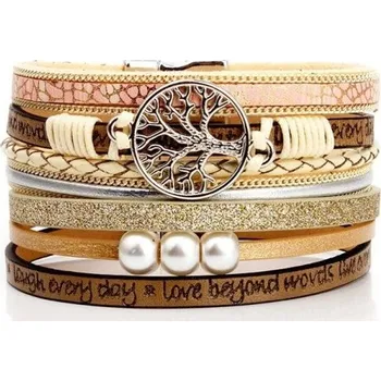 Náramek Dámský vícevrstvý náramek H273 khaki