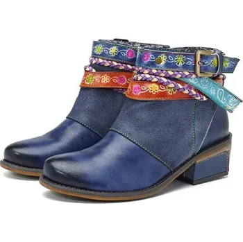 Dámské tenisky Dámské kotníkové boty s ozdobnými přezkami modrá 39