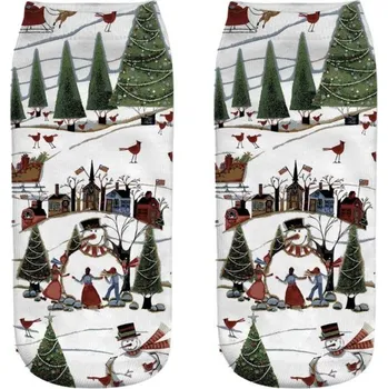 Dámské ponožky Dámské vánoční ponožky s 3D potiskem sněhuláka 3