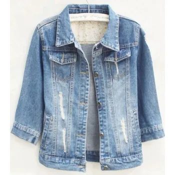 Dámská casual bunda Dámská džínová bunda s krátkým rukávem XS