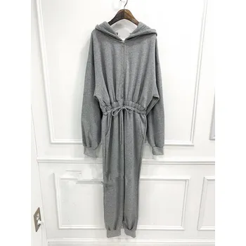 Dámský overall Dámský teplákový overal s kapucí šedá XL