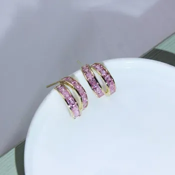 Náušnice Dámské kruhové náušnice G1254 růžová