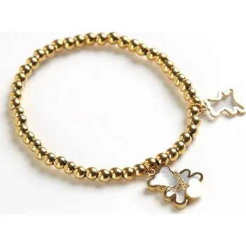 Náramek Dámský kuličkový náramek s medvídky zlatá
