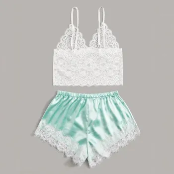 Dámské pyžamo Dámské krajkové pyžamo P2681 zelená L