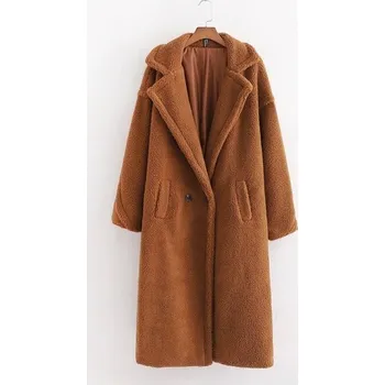 Dámský chlupatý kabát hnědá S