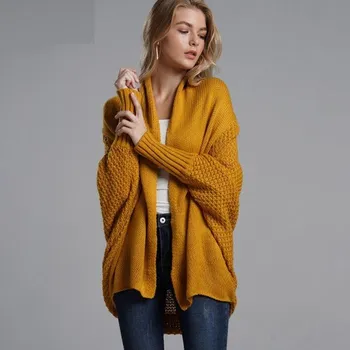 Dámský pletený cardigan A2201 tmavě žlutá