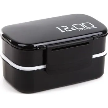 Termobox Bento box na jídlo dvoupatrový C142 černá