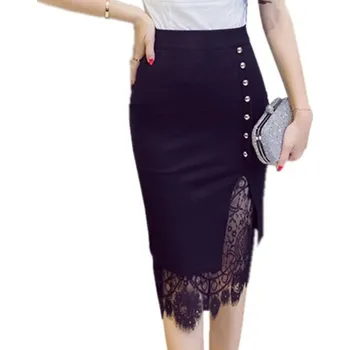 Dámská sukně Dámská pouzdrová sukně s krajkou A1975 černá S