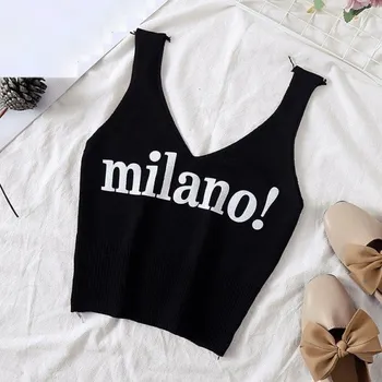 Dámský crop top s potiskem A1081 černá M